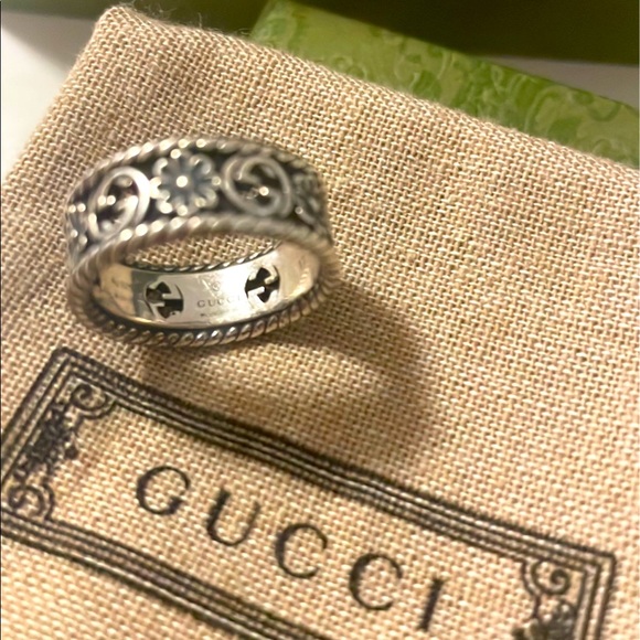 Gucci silver ring GG logo size 17 with jewelry box - Picture 3 of 8